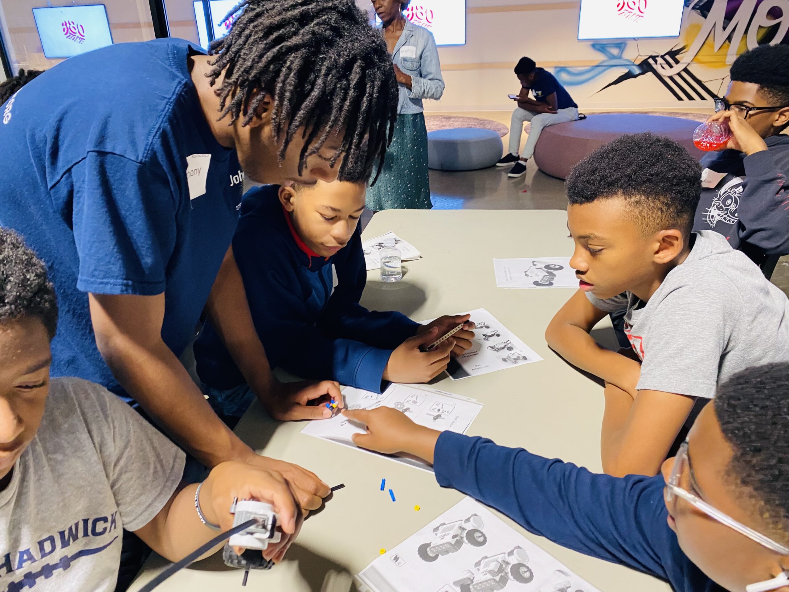 Students doing a robotics activity